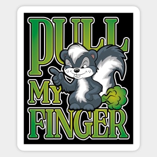 Stinky Skunk Pull My Finger Cartoon Fart Joke Sticker